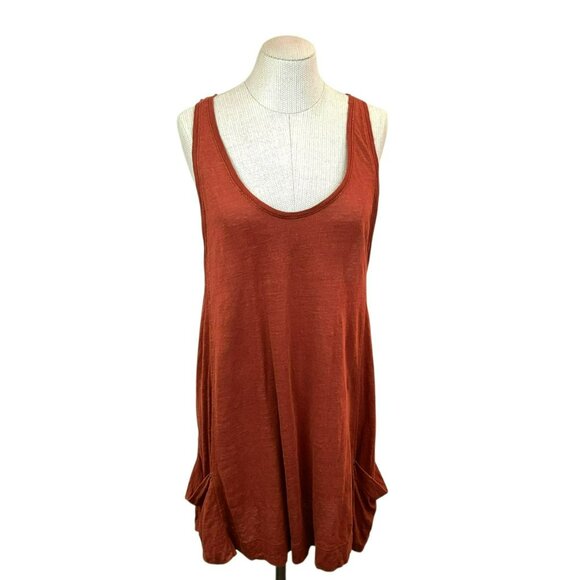Eileen Fisher A-Line Dress Sleeveless Linen Tank Womens Large Rust Orange - Picture 2 of 9